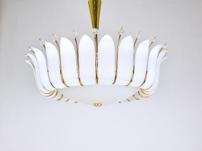 Rupert Nikoll Large Rupert Nikoll 27 MidCentury Basket Brass Leaves Chandelier Austria 1950
