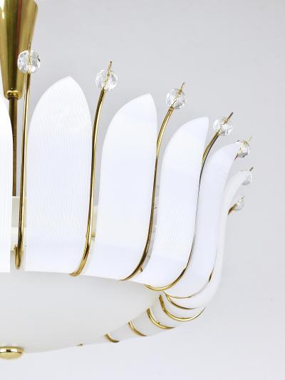 Rupert Nikoll Large Rupert Nikoll 27 MidCentury Basket Brass Leaves Chandelier Austria 1950