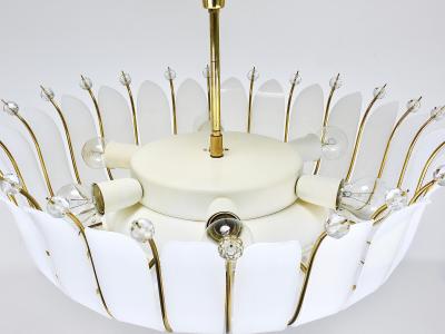 Rupert Nikoll Large Rupert Nikoll 27 MidCentury Basket Brass Leaves Chandelier Austria 1950