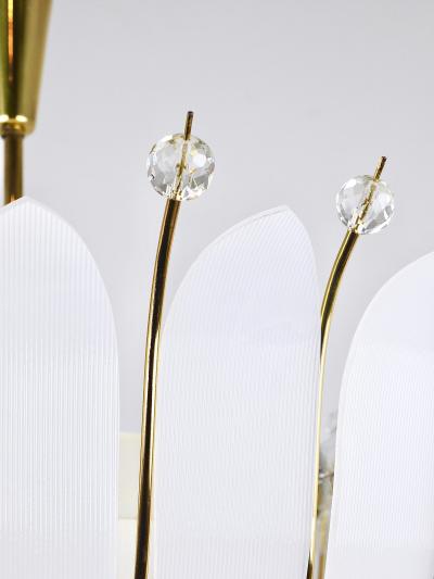 Rupert Nikoll Large Rupert Nikoll 27 MidCentury Basket Brass Leaves Chandelier Austria 1950