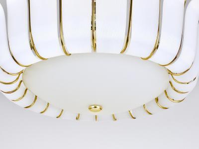 Rupert Nikoll Large Rupert Nikoll 27 MidCentury Basket Brass Leaves Chandelier Austria 1950