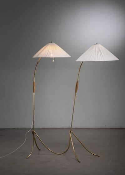 Rupert Nikoll Pair of Rupert Nikoll brass floor lamps