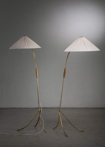 Rupert Nikoll Pair of Rupert Nikoll brass floor lamps