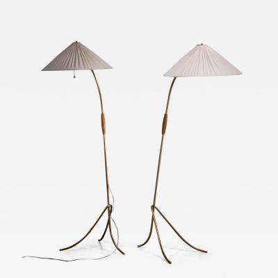 Rupert Nikoll Pair of Rupert Nikoll brass floor lamps