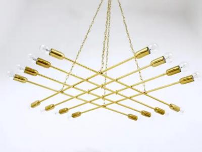 Rupert Nikoll Rupert Nikoll Large Midcentury Brass Chandelier Austria 1950s