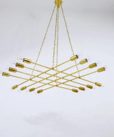 Rupert Nikoll Rupert Nikoll Large Midcentury Brass Chandelier Austria 1950s