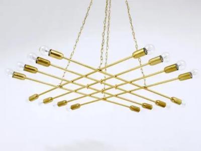 Rupert Nikoll Rupert Nikoll Large Midcentury Brass Chandelier Austria 1950s