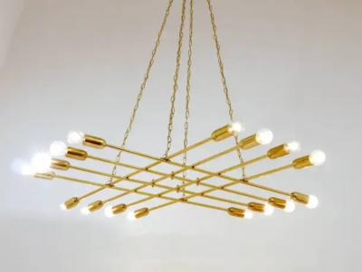 Rupert Nikoll Rupert Nikoll Large Midcentury Brass Chandelier Austria 1950s