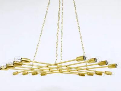 Rupert Nikoll Rupert Nikoll Large Midcentury Brass Chandelier Austria 1950s
