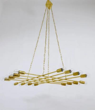 Rupert Nikoll Rupert Nikoll Large Midcentury Brass Chandelier Austria 1950s