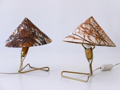 Rupert Nikoll Set of Two Rare Eel Table Lamps or Wall Lights by Rupert Nikoll Austria 1952