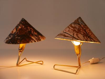 Rupert Nikoll Set of Two Rare Eel Table Lamps or Wall Lights by Rupert Nikoll Austria 1952