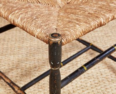 Rush Seat Painted Footstool