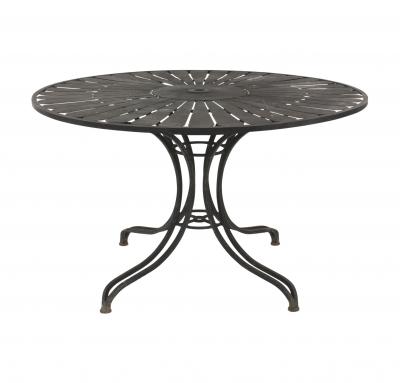 Russel Woodard American Black Enameled Iron Round Dining Table