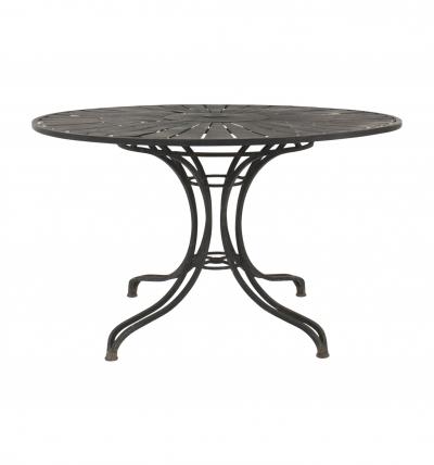 Russel Woodard American Black Enameled Iron Round Dining Table