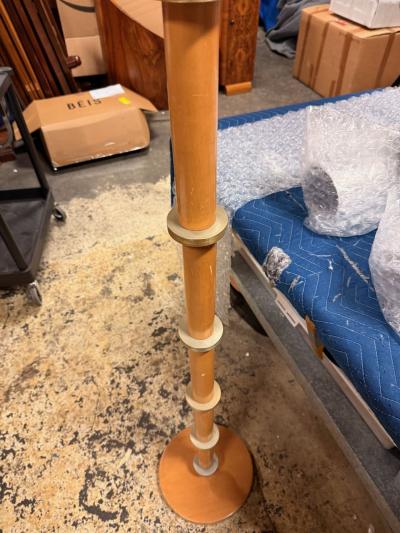 Russel Wright 1940s Russel Wright Art Deco Hardrock Maple Spun Aluminum Torchiere Floor Lamp