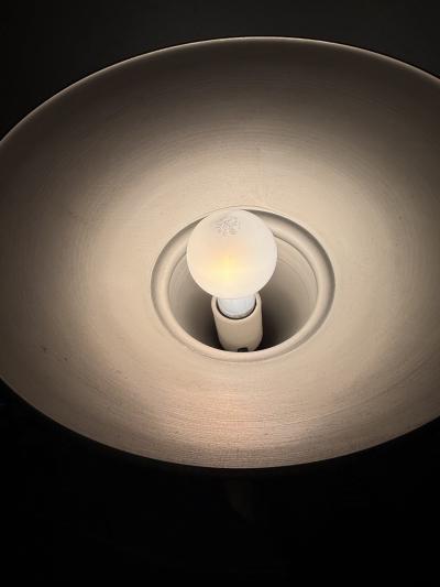 Russel Wright ART DECO GREEN ENAMELED ALUMINUM SPUN BRASS TORCHIERE BY RUSSEL WRIGHT