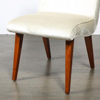 Russel Wright Art Deco Button Back Velvet Walnut Chair by Russel Wright for Conant Ball