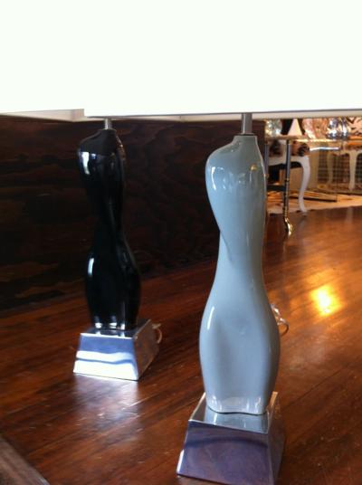 Russel Wright Pair Russel Wright Ceramic Lamps