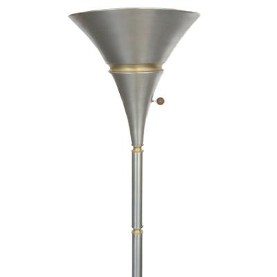 Russel Wright Pair of Aluminum and Brass Torchiere Lamps by Russel Wright