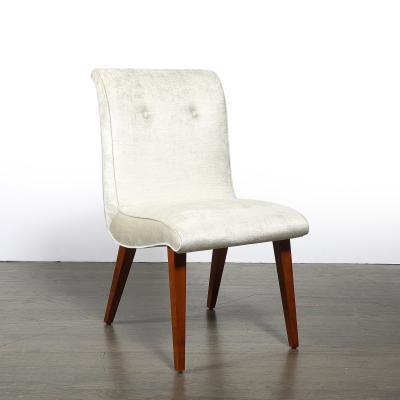 Russel Wright Pair of Art Deco Button Back Velvet Chairs by Russel Wright for Conant Ball