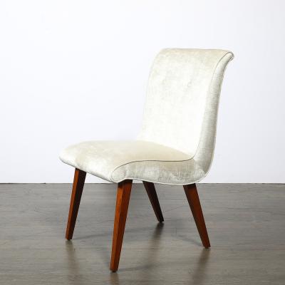 Russel Wright Pair of Art Deco Button Back Velvet Chairs by Russel Wright for Conant Ball