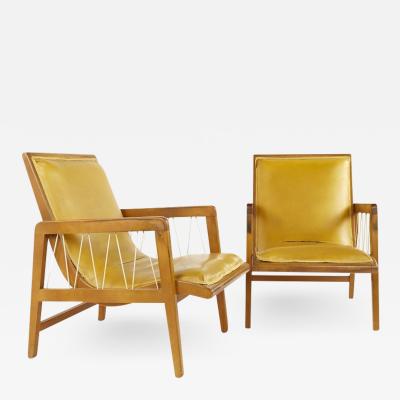 Russel Wright Russel Wright for Conant Ball Style Maple and Rope Lounge Chairs Pair