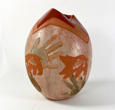 Russell Sanchez San Ildefonso polychrome vase by Russell Sanchez 1995