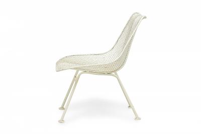 Russell Woodard Sculptura White Wrought Iron and Steel Mesh Low Dining Chairs