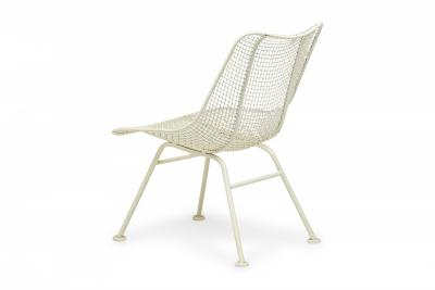 Russell Woodard Sculptura White Wrought Iron and Steel Mesh Low Dining Chairs