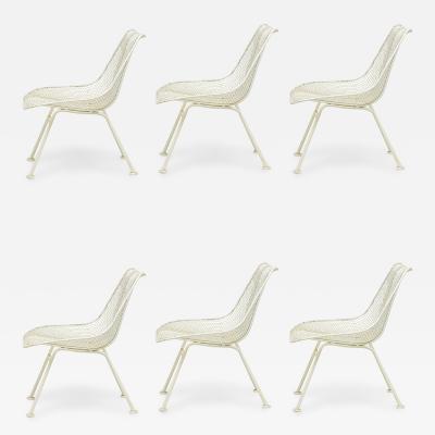 Russell Woodard Sculptura White Wrought Iron and Steel Mesh Low Dining Chairs