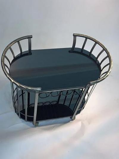Russell Woodard Style of Russell Woodard Flat Band Steel Bar Cart