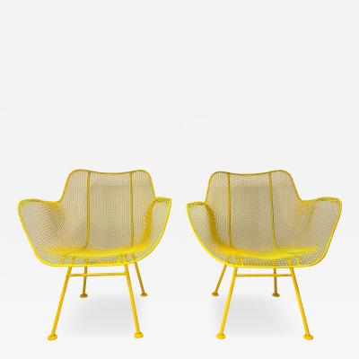 Russell Woodard Woodard Furniture 1950s Pair of Yellow Sculptura Collection Chairs by Russell Woodard