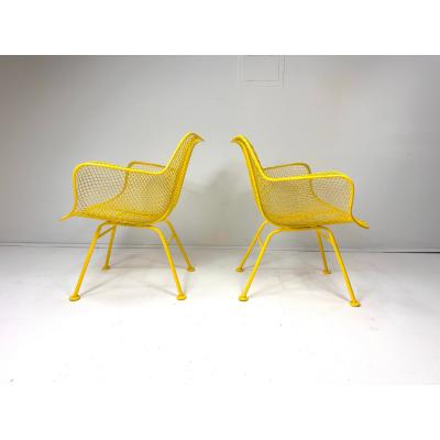 Russell Woodard Woodard Furniture 1950s Pair of Yellow Sculptura Collection Chairs by Russell Woodard Attrb 