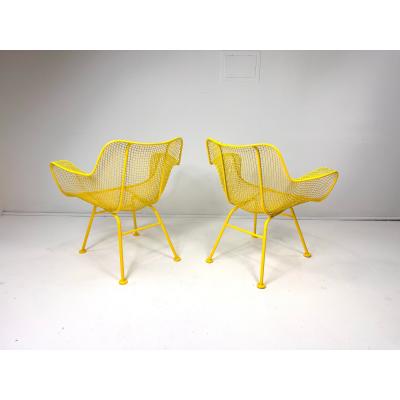Russell Woodard Woodard Furniture 1950s Pair of Yellow Sculptura Collection Chairs by Russell Woodard Attrb 