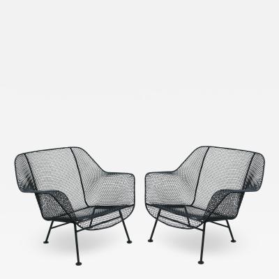 Russell Woodard Woodard Furniture Pair of Russell Woodard Sculptura Wrought Iron Lounge Chairs Mid Century Modern