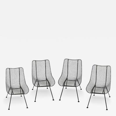 Russell Woodard Woodard Furniture Set of 4 Russell Woodard Black Sculptura Dining Indoor Outdoor Side Chairs