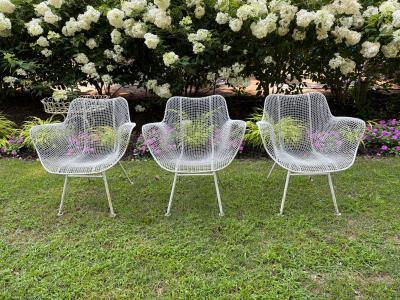 Russell Woodard Woodard Furniture Wonderful set of 6 Woodard Sculptura Patio Chairs and Table Mid Century Modern