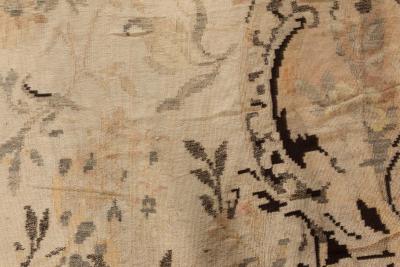 Russian Bessarabian Soft Gray Green and Orange Handwoven Wool Rug