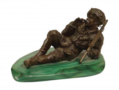 Russian Bronze Figure of Reclining Cossack