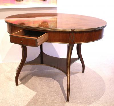 Russian Neoclassic Brass Mahogany Center Table
