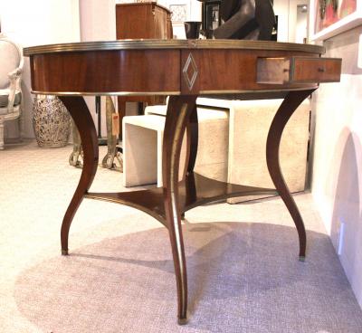 Russian Neoclassic Brass Mahogany Center Table