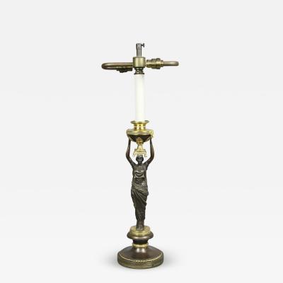 Russian Neoclassic Bronze and Ormolu Candlestick Lamp