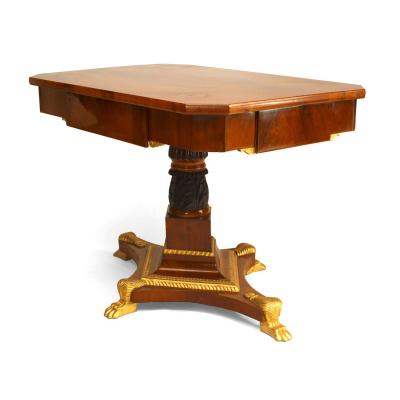 Russian Neoclassic Clawed Mahogany Center Table