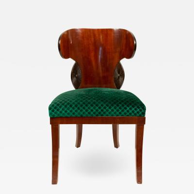 Russian Neoclassic Green Velvet Side Chair