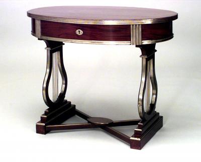 Russian Neoclassic Mahogany Lyre Writing Table