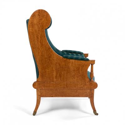 Russian Neoclassic Silk Winged Arm Chair