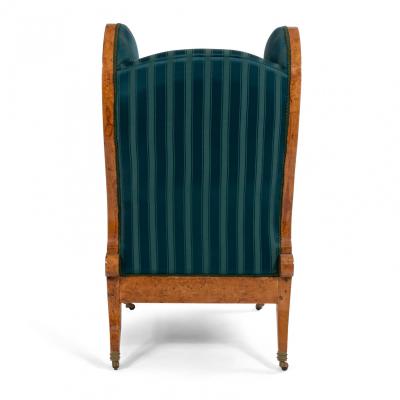 Russian Neoclassic Silk Winged Arm Chair