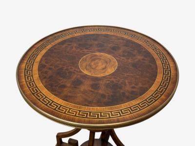 Russian Neoclassical Burlwood Brass Gueridons France 1950s