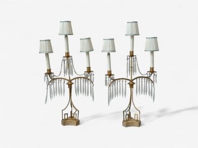 Russian Neoclassical Dore Bronze Crystal Marble Table Lamps Russia 19th c 